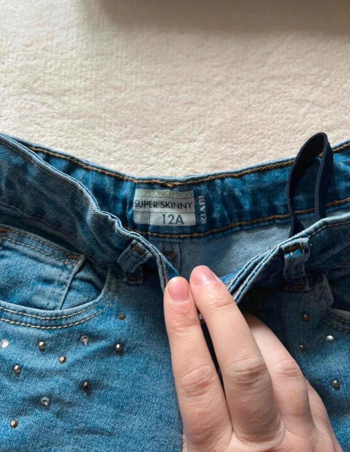 jean para niña de 12 años kiabi – súper skinny con detalles de pedrería 👖 – photo 2
